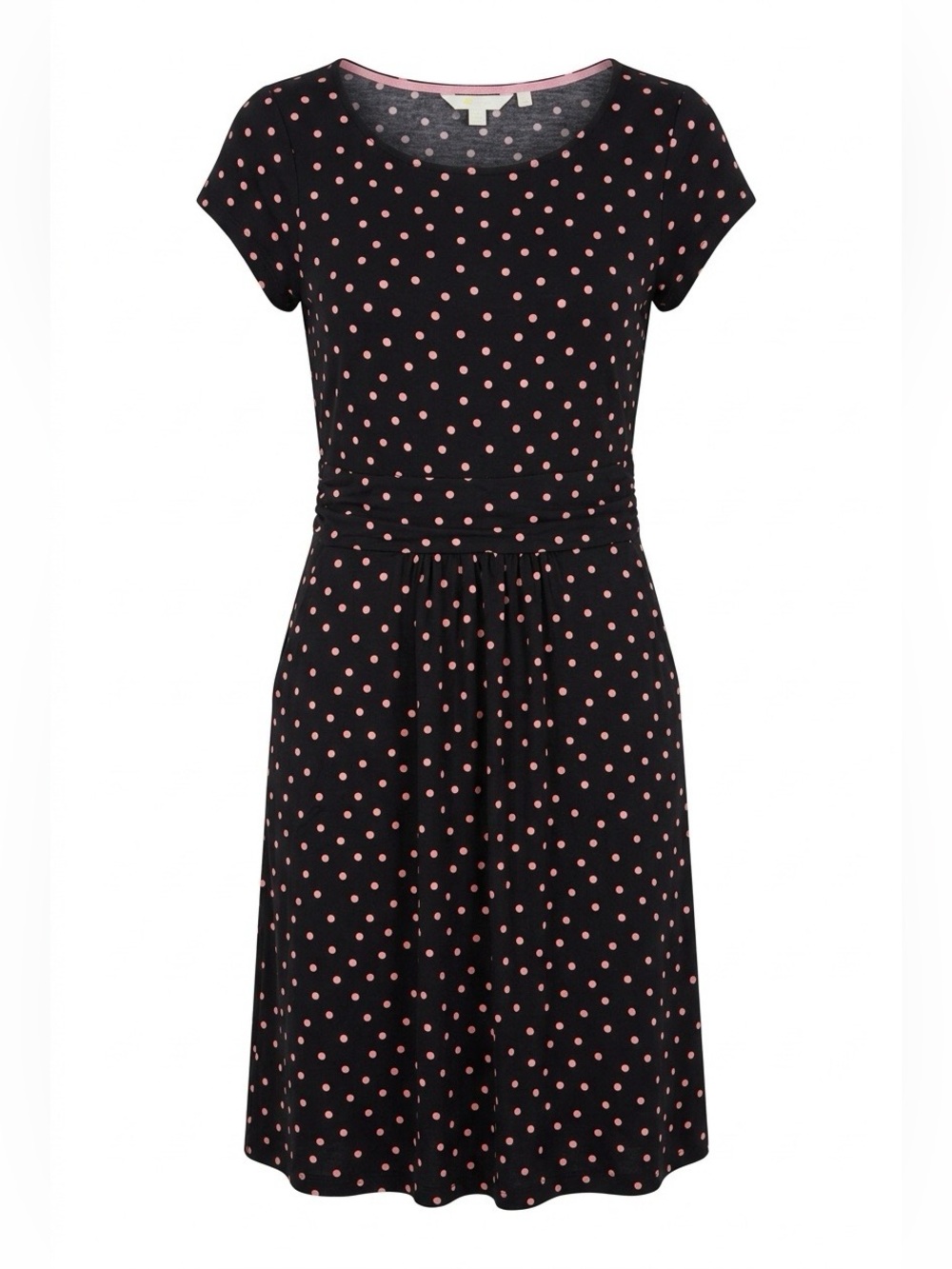 Boden Amelie Black & Pink Polka Dot Jersey Dress - size 6